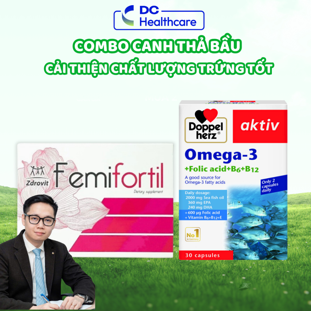 COMBO Femifortil, Dầu Cá Omega 3 DrCung Healthcare - Vitamin Tổng Hợp, Giảm Mệt Mỏi