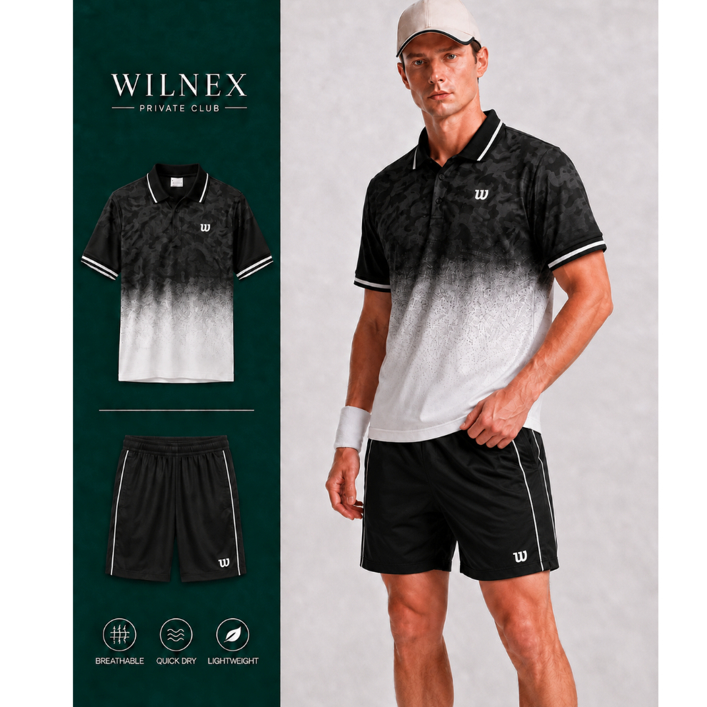 Set Đồ Pickleball Nam Cao Cấp Performance Wilson – Áo Polo Thể Thao Nam + Quần Short Thể Thao Nhanh 