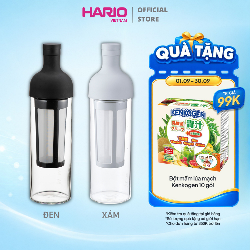 Bình cold brew cao cấp pha cà phê ủ lạnh Hario FIC 650ml màu Xám / Đen (thủy…