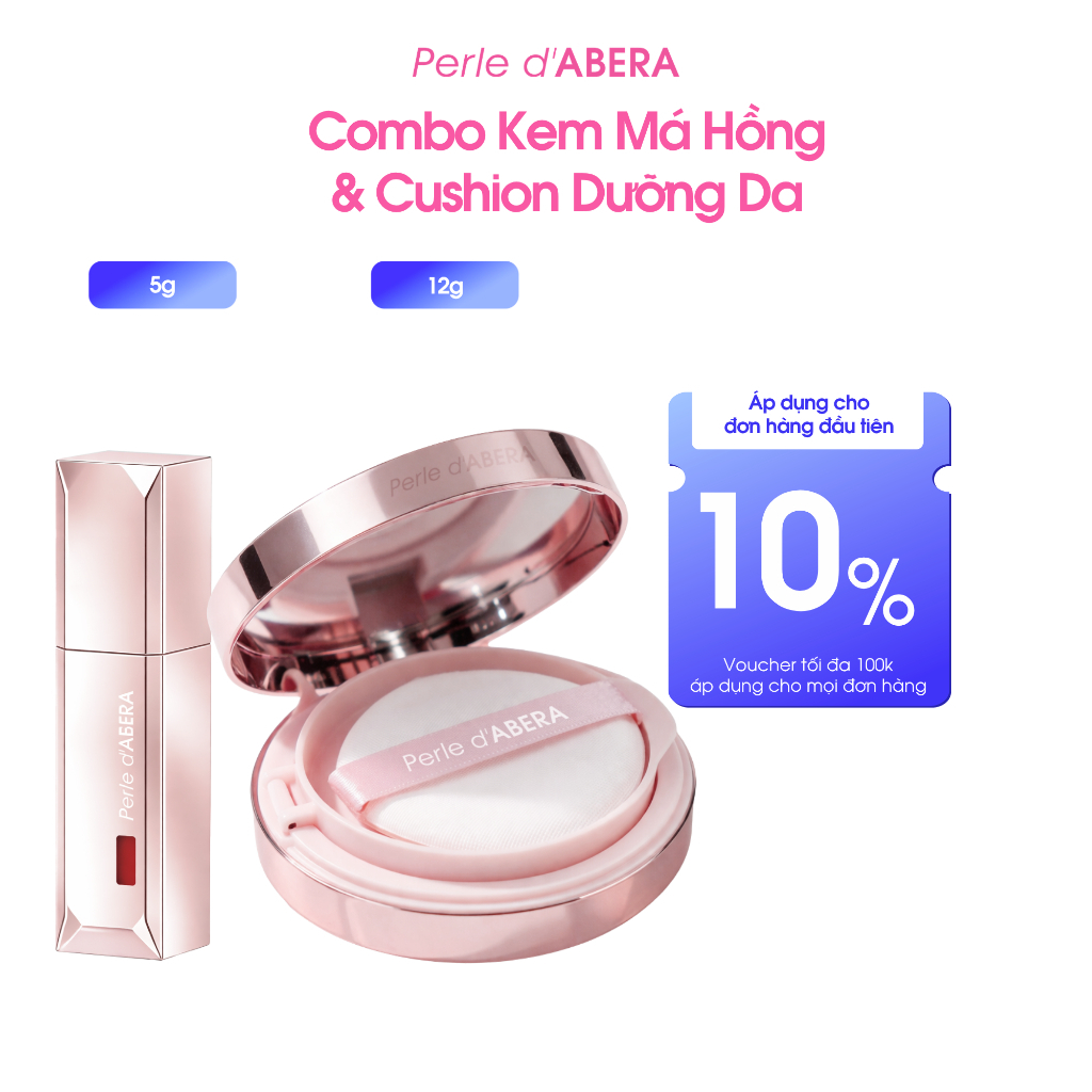 Kem Má Hồng Perle d'ABERA 5g + Cushion Trang Điểm Perle d'ABERA 12g