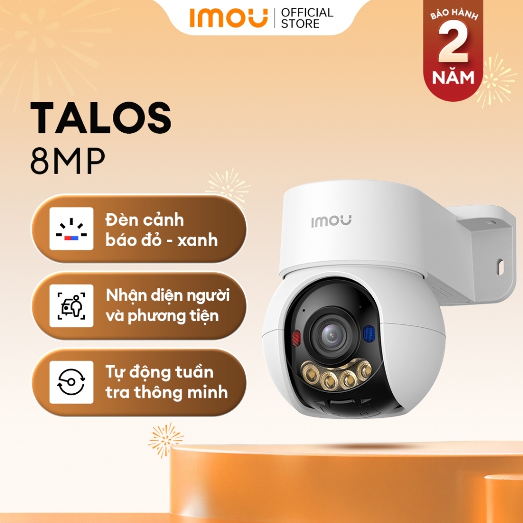 Camera Wifi Ngoài TrờI IMOU Talos 8MP 4K |IPC-S7MP-8V0S | IP65 | Nhìn Đêm Màu AI
