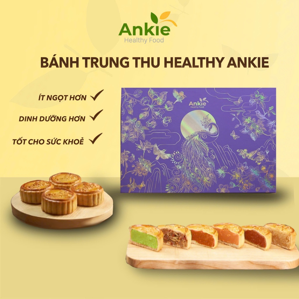 Hộp 06 bánh trung thu healthy ANKIE HEALTHY FOOD ít ngọt, cao cấp
