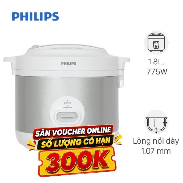 Nồi cơm nắp gài Philips 1.8lít HD3008/30 hàng trưng bày mới 98-99% chính hãng bảo hành 12 tháng