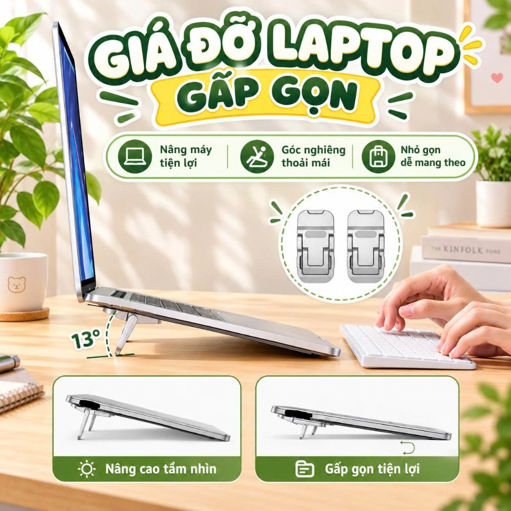 1 cặp chân kê đỡ laptop gập gọn chống trượt đa năng tiện lợi