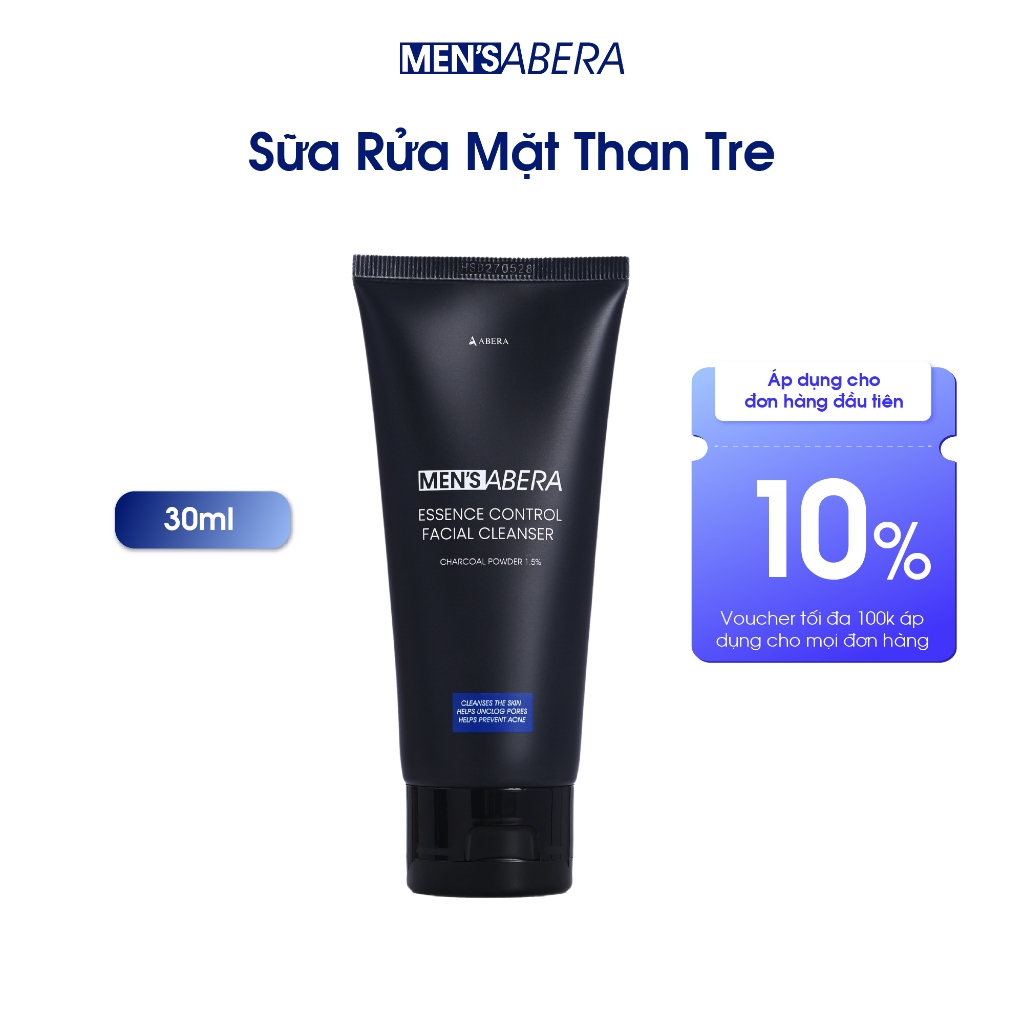 Sữa Rửa Mặt Than Tre MEN'S ABERA 80g - Charcoal & Niacinamide - Hỗ Trợ Làm Sạch, Thông Thoáng Lỗ Châ