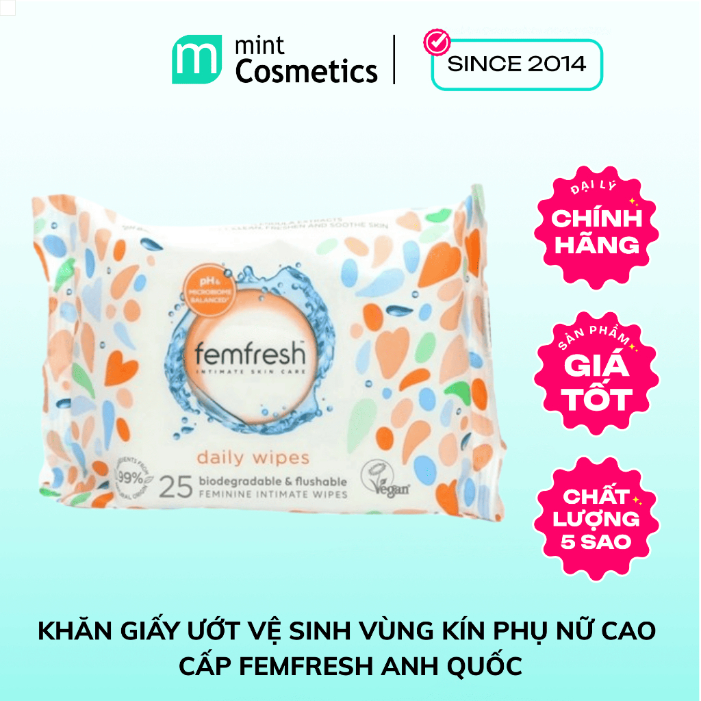 Khăn Giấy Ướt Vệ Sinh Vùng Kín Phụ Nữ Cao Cấp Femfresh Anh Quốc