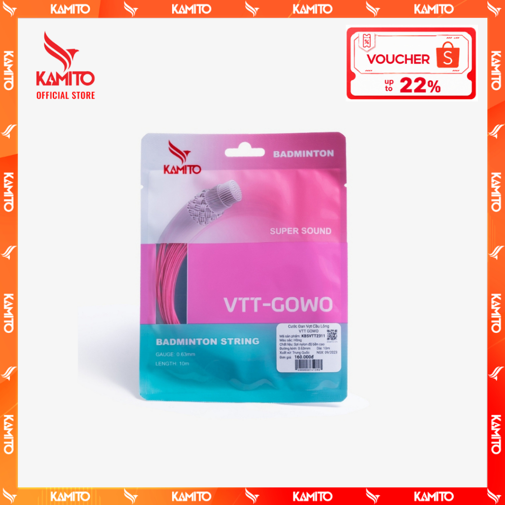 Cước đan vợt cầu lông Kamito VTT GoWo cao cấp, bền nhẹ, chính hãng, kiểm soát và siêu trợ lực, kbs 6