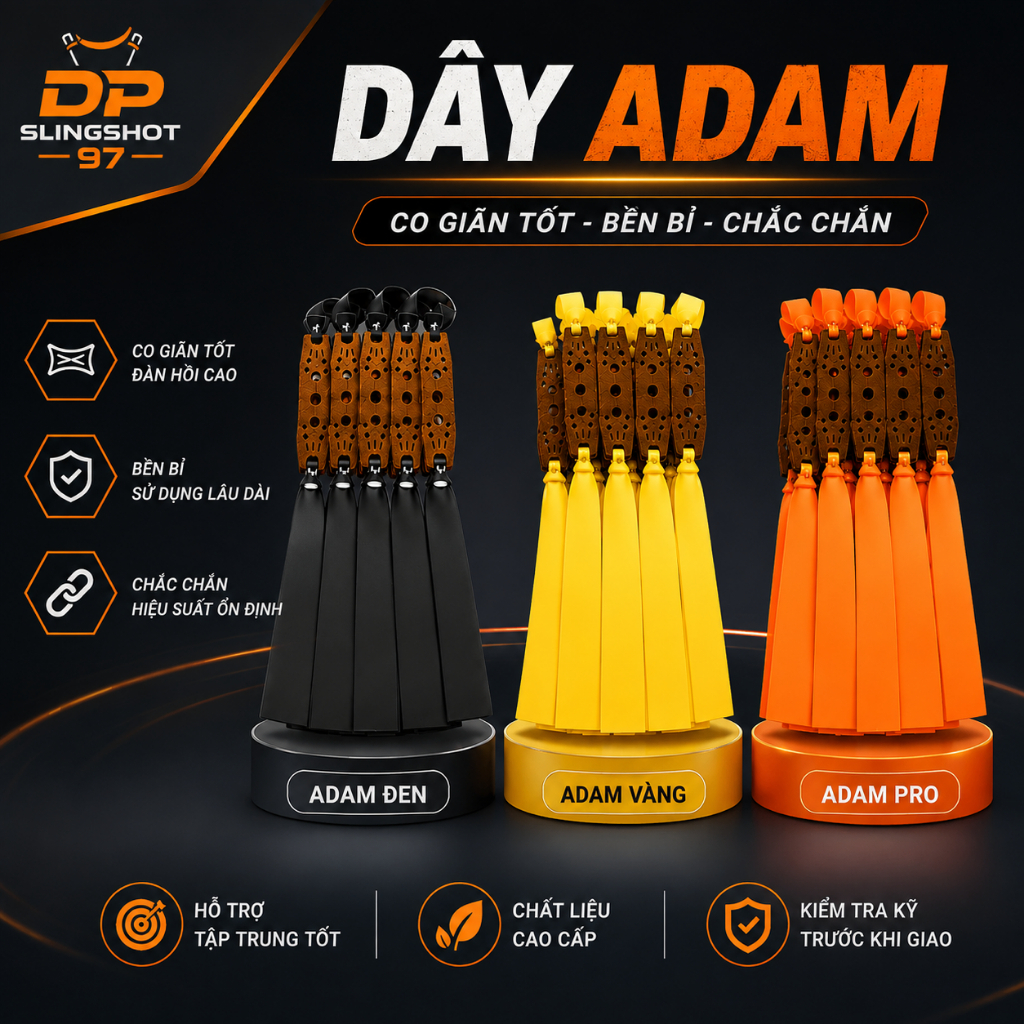 Combo Dây Thun Adam Pro,adam Đen,adam Vàng Cắt Cột Sẵn – Dây Thun Câu Cá Co Giãn Tốt, Bền Chắc