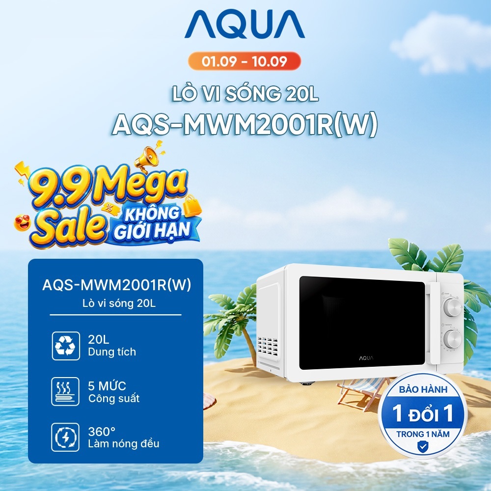 [LIVESTREAM] Lò vi sóng cơ Aqua AQS-MWM2001R(W)-VN Dung tích 20L - 5 mức công suất - Tiết kiệm điện 