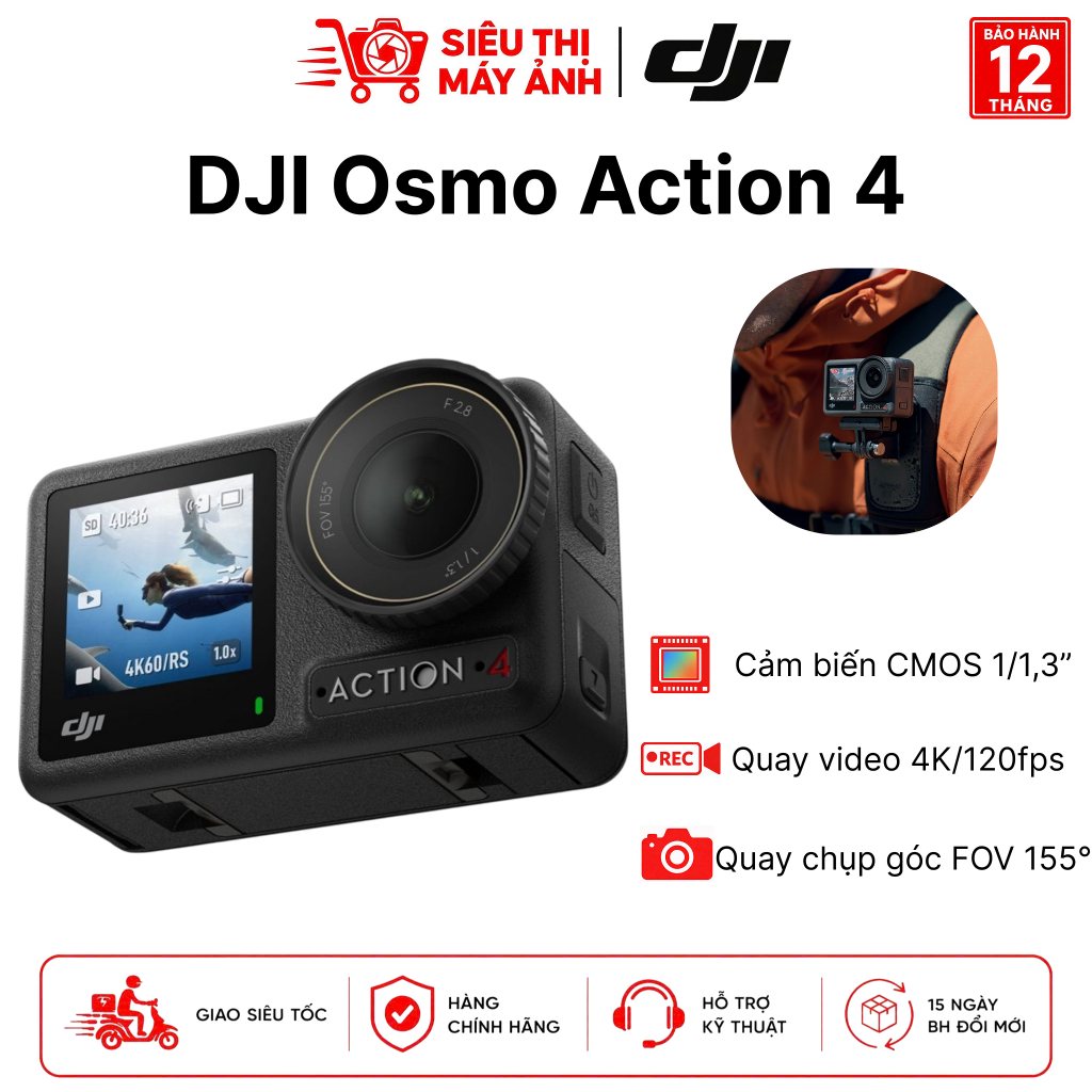 DJI Osmo Action 4 / Action 4 Adventure Combo – Camera Hành Động 4K 120fps Chống Rung Chuyên Nghiệp C