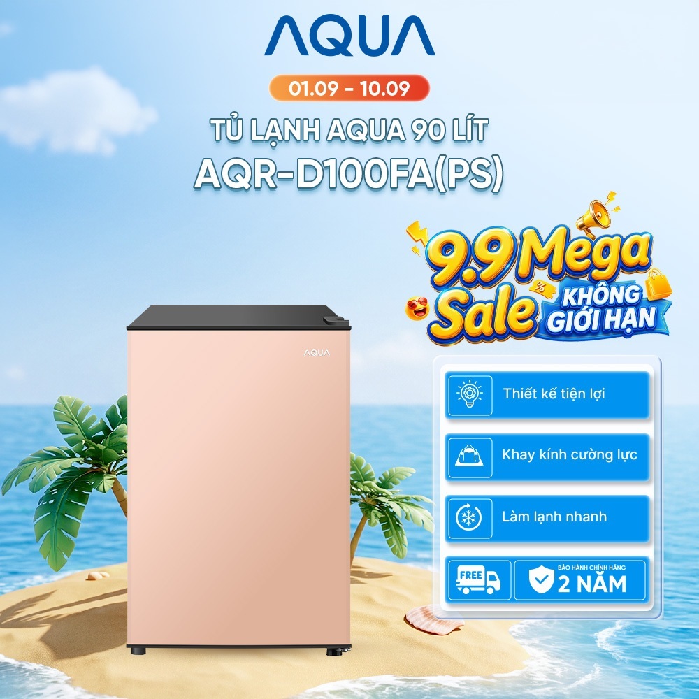 [SẢN PHẨM MỚI] Tủ lạnh mini Aqua 90 lít AQR-D100FA(PS) - Màu hồng nhạt - Freeship toàn quốc - Bảo hà