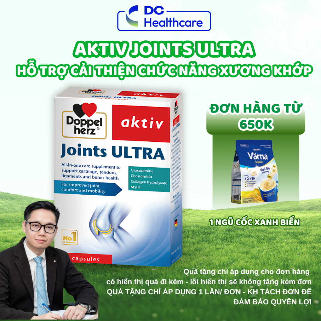 KHỚP GLUCOSAMINE VÀ MSM ĐỨC Aktiv Joints Ultra - Hỗ Trợ Sức Khỏe Của Khớp Và Sụn (30V)