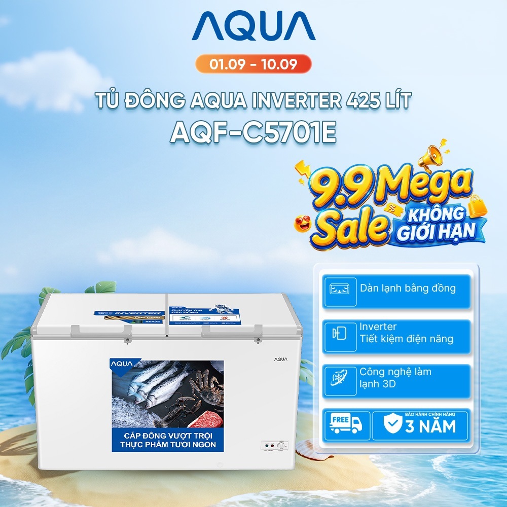 Tủ đông Aqua Inverter 425 lít AQF-C5701E - Hàng chính hãng