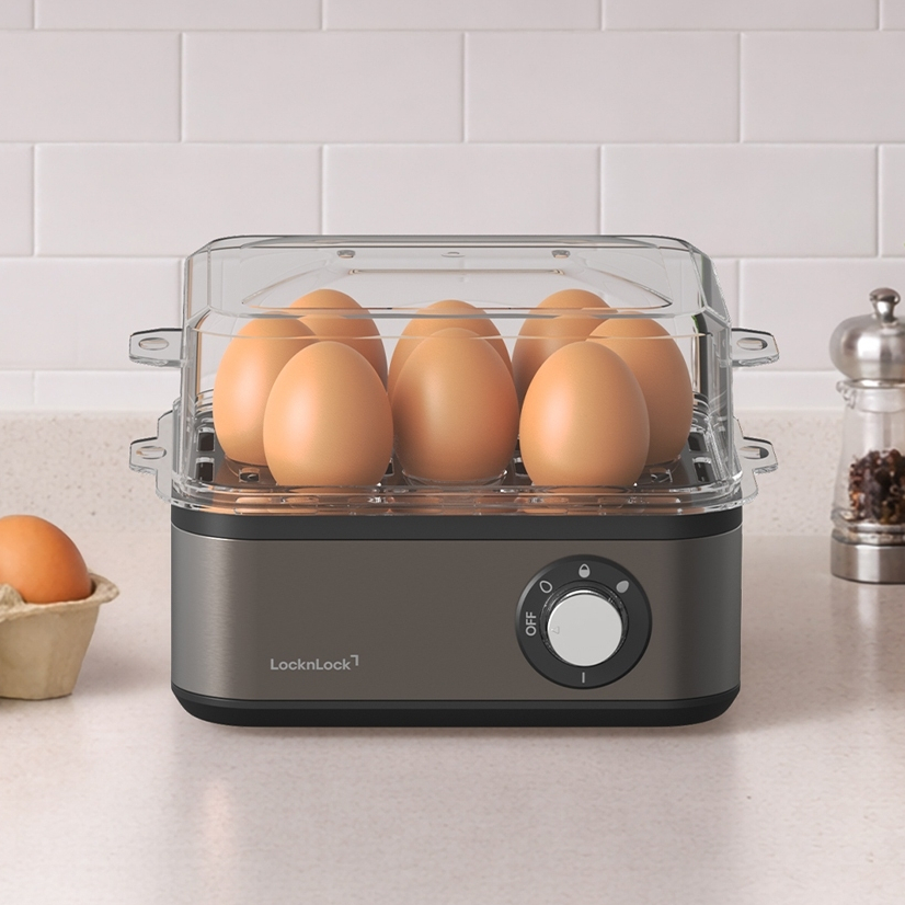 [Top Value] Máy hấp trứng đa năng LocknLock Multi egg cooker EJE223GRY 3 mức nấu trứng - Màu xám