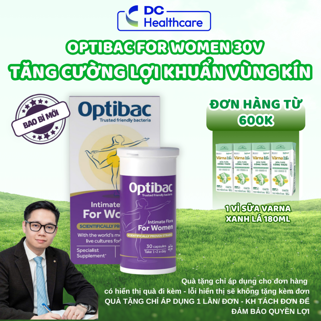 NHẬP KHẨU CHÍNH HÃNG Men Vi Sinh Phụ Khoa Optibac Tím - For Women 30 Viên - Bổ…
