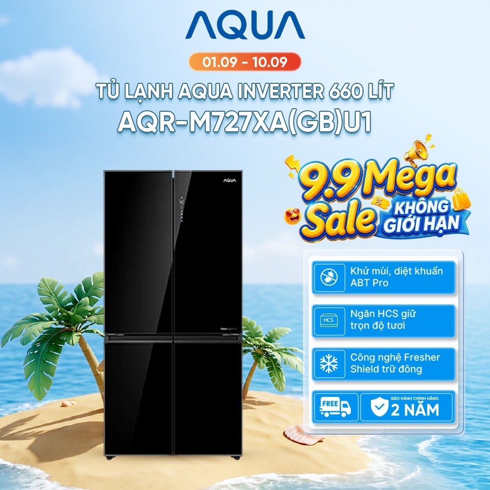 Tủ lạnh Aqua Inverter 660 lít Multi Door AQR-M727XA(GB)U1 - Bảo hành 2 năm - Freeship toàn quốc