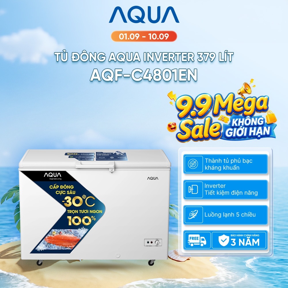 Tủ đông Aqua Inverter 379 Lít AQF-C4801EN - Hàng chính hãng