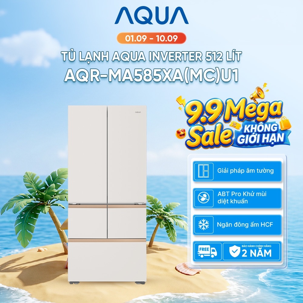 Tủ lạnh AQUA Inverter 512 lit AQR-MA585XA(MC)U1 - Làm đá tự động - Bảo hành 2 năm