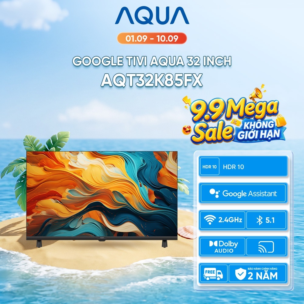Tivi AQUA HDR AQT32K85FX - viền mỏng 0.3cm - Bảo hành 1 đổi 1 với lỗi màn NSX trong 730 ngáy - Frees