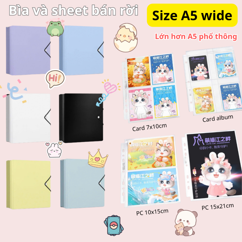 (Size A5 Wide không phải A5 thường) Bìa và trang sheet A5 Wide BÁN RỜI của MEET YX, đựng card, pc, p