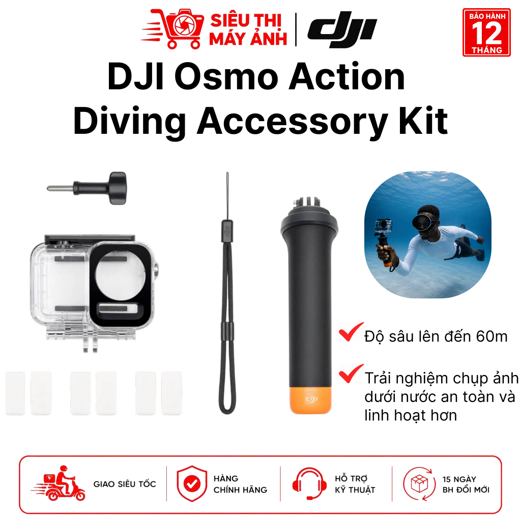 DJI Diving Accessory Kit for Osmo Action 3/4/5 Pro/6 – Bộ Phụ Kiện Chống Nước Cho Camera Osmo Action