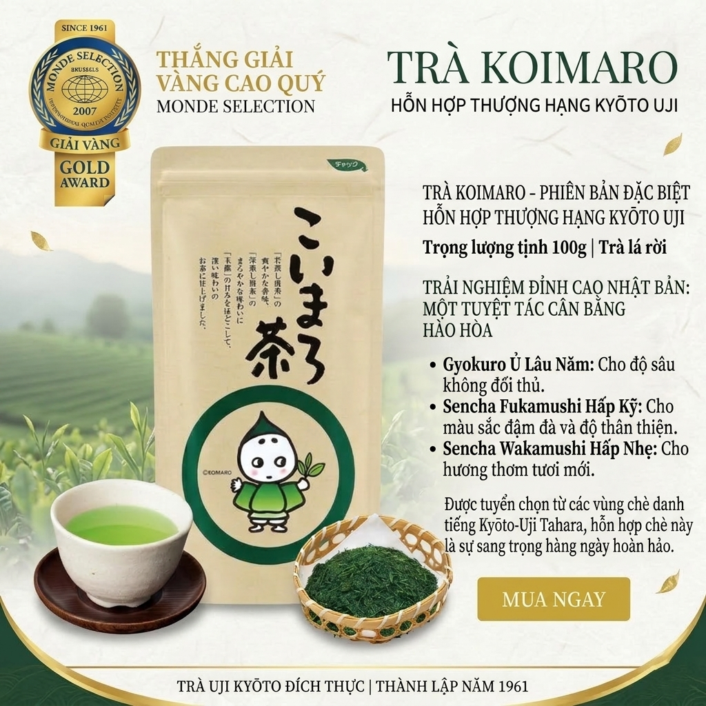 【Hàng Nhật Nội Địa】Trà Xanh Koimaro Ujitawara Seichajo 100g Kyoto | Công Thức Phối Trộn Độc Quyền Gy