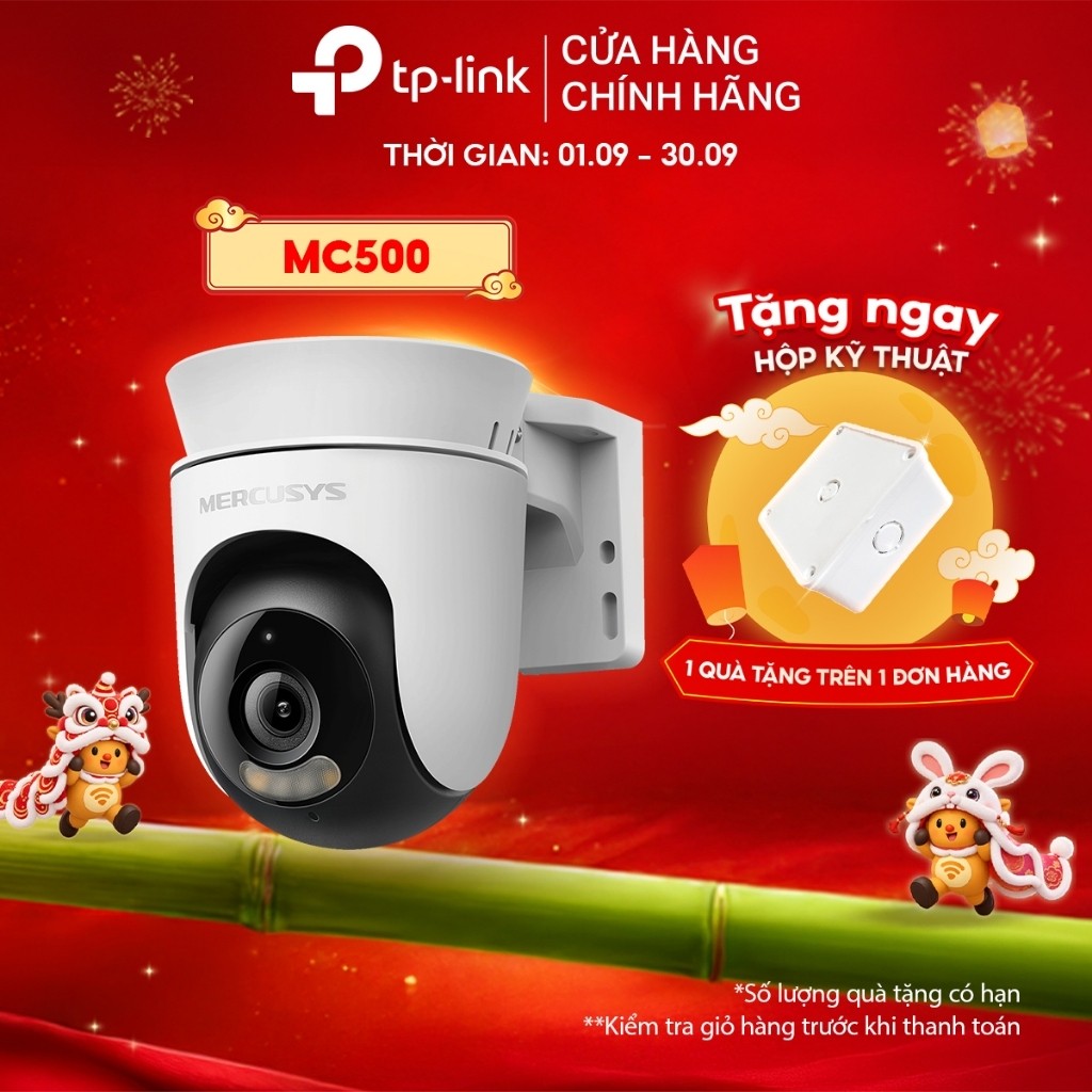 [AI, Nhìn Đêm Màu] Camera Wi-Fi An Ninh Ngoài Trời Mercusys MC500 (2MP) / MC510 (2K), Kháng Nước IP65, Nhận Diện Mặt