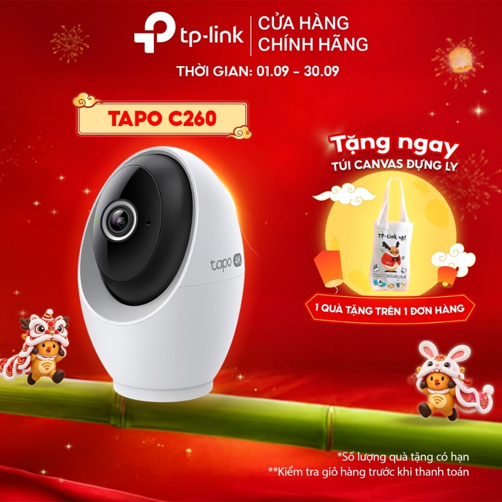 Camera Wi-Fi An Ninh Trong Nhà TP-Link Tapo C260 Quay Quét 360º | Chất Lượng 4K, Tầm Nhìn Đêm, Tích Hợp AI