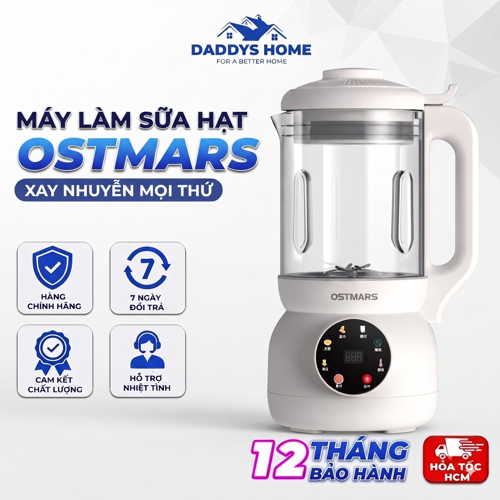 Máy Làm Sữa Hạt OSTMARS Xay Nấu Đa Năng – Xay Nấu Tự Động, Làm Sữa Hạt, Cháo, Sinh Tố