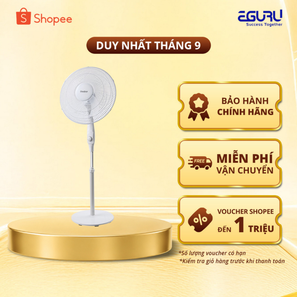 Quạt đứng Gaabor FM430M-WH05A 45W 5 cánh, 3 tốc độ, xoay 90 độ - Hàng chính hãng
