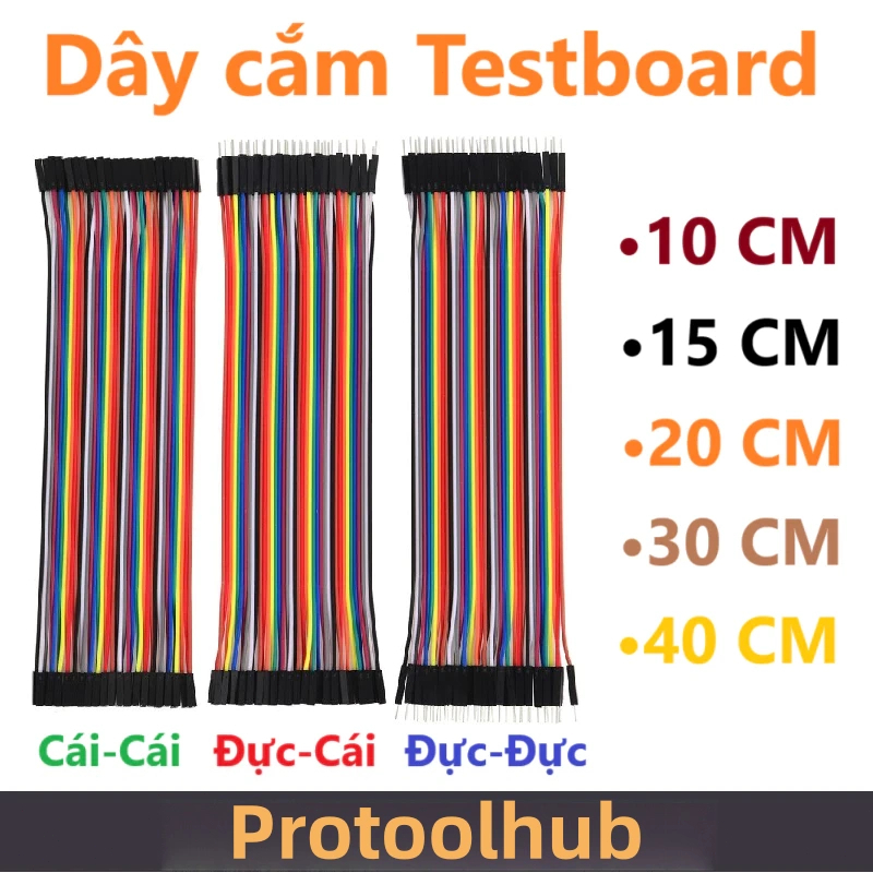 Dây cắm loại Đực Đực / Đực Cái / Cái Cái, dài 20cm / 30cm bẹ 40 sợi-Protoolhub