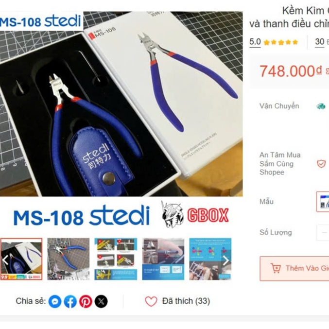 Kềm Kìm Cắt Chính Hãng Stedi MS-108 cao cấp, sắc bén dụng cụ mô hình Gundam Model Kit ( mới 100% tha
