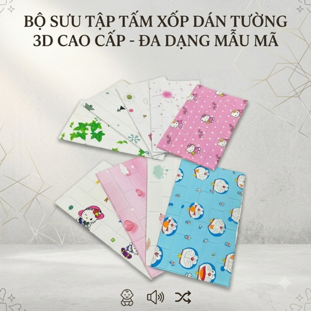 Xốp dán tường 3D hoạt hình 70x77cm