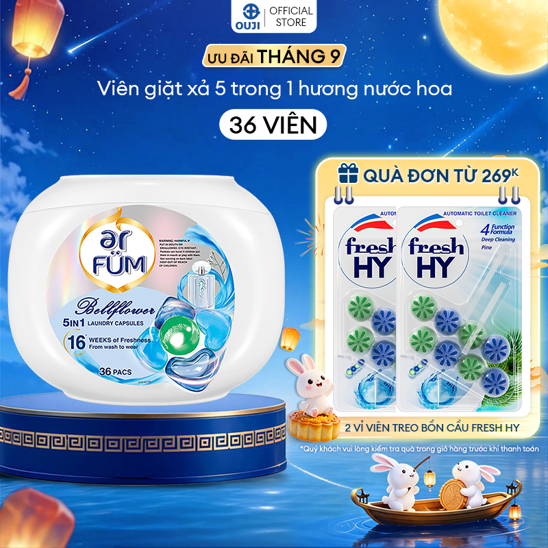 Hộp 36 Viên giặt xả arFUM 5in1, lưu hương tinh dầu nước hoa thơm lâu, mềm vải giữ màu quần áo