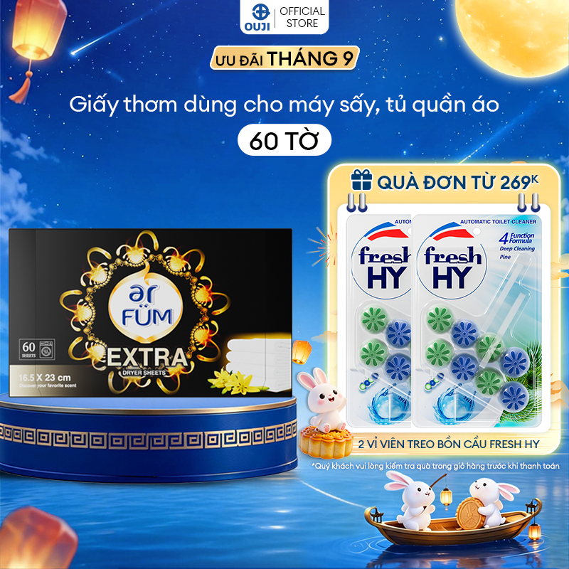 Giấy Thơm Arfum Black Edition Làm Mềm Vải Và Chống Tĩnh Điện, Khử Mùi Tủ Giày, Tủ Quần Áo (60 Tờ/ Hộ