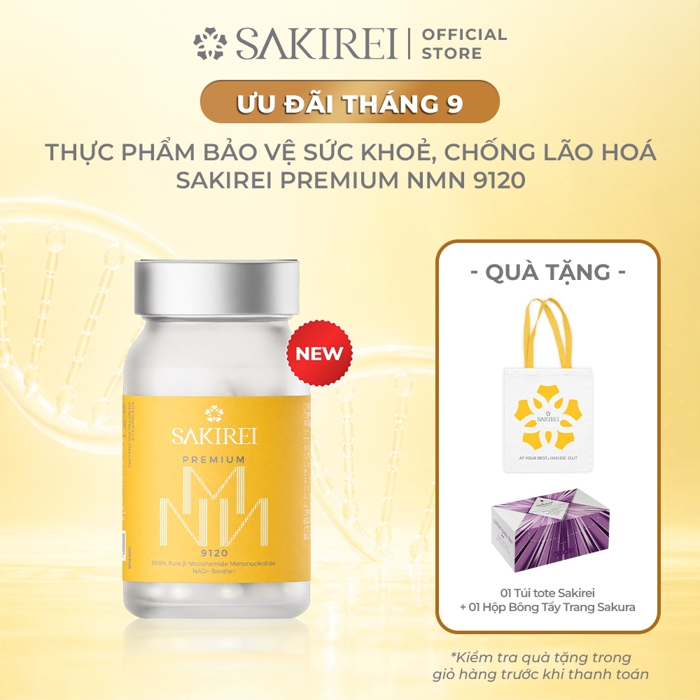 Viên uống bổ sung NMN hỗ trợ sức khỏe Sakirei Premium NMN 9120 - 3000mg NMN hộp 30 viên