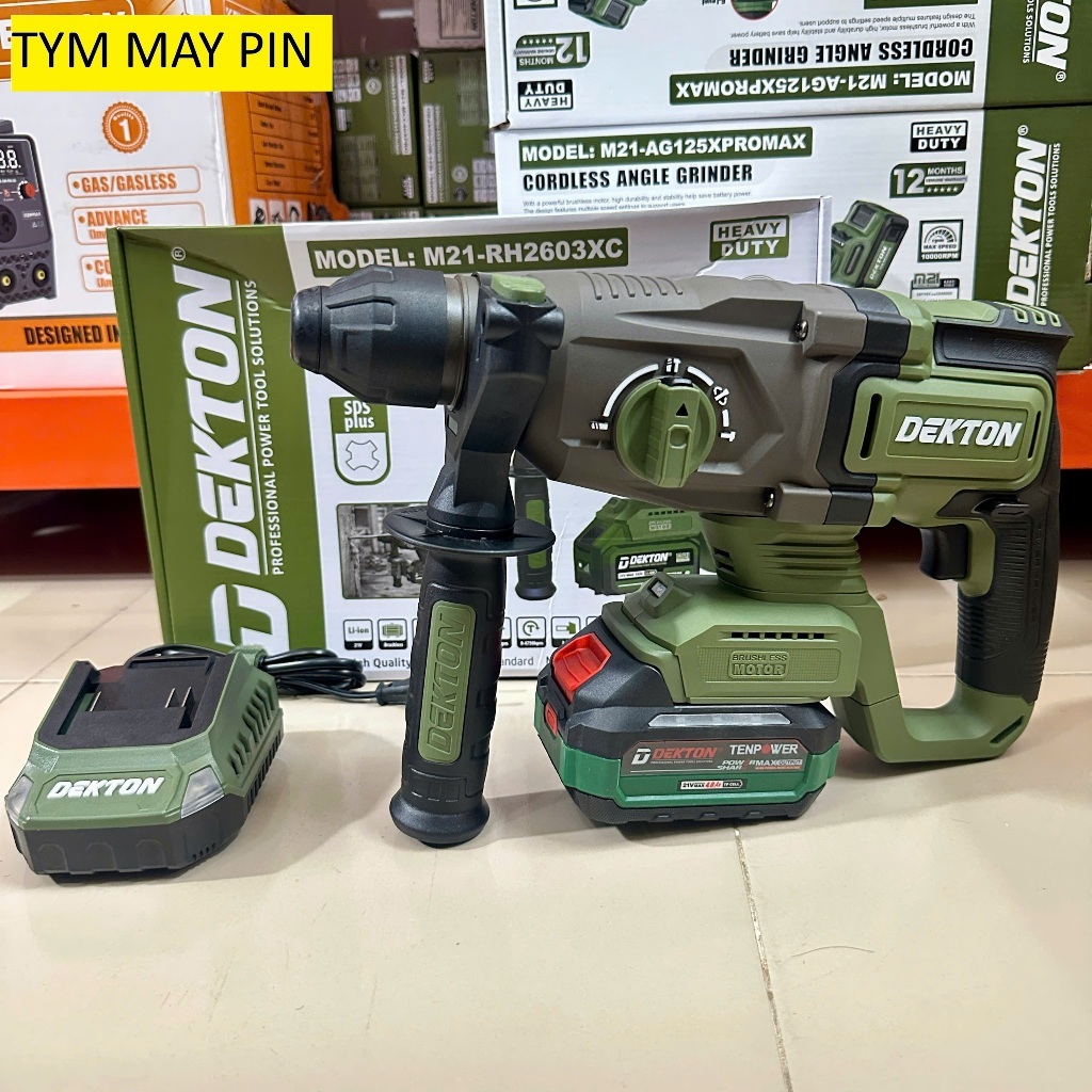 Máy khoan bê tông pin, hiệu DEKTON, model M21-RH2603C (màu xám) ; model M21-RH2603XC (màu olive)....