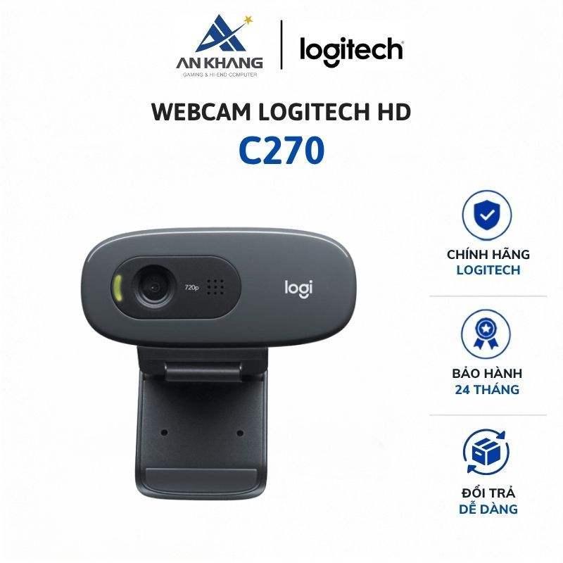 Webcam Logitech HD C270 | HD 720p | Micro giảm ồn | CMOS | Mic Giảm Ồn | BH 24 Tháng