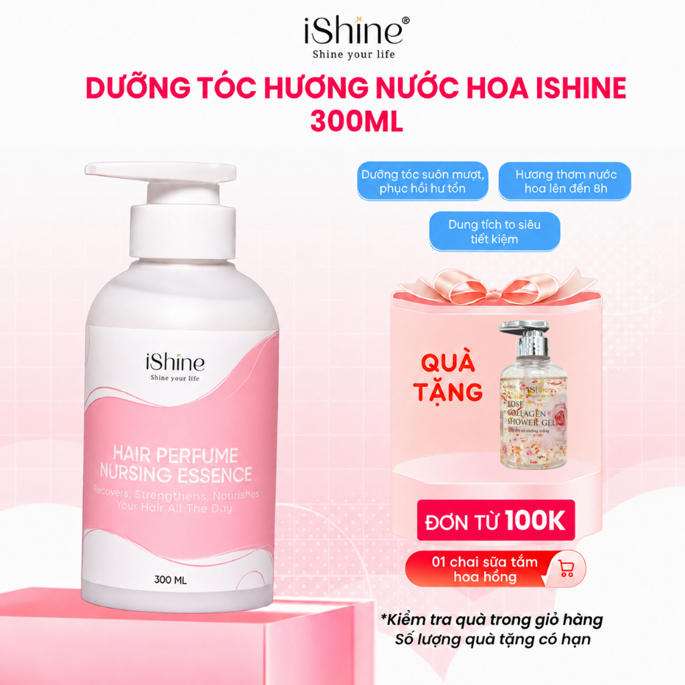 Tinh chất dưỡng tóc phục hồi tóc không xả lại với nước hương nước hoa iShine 300ml