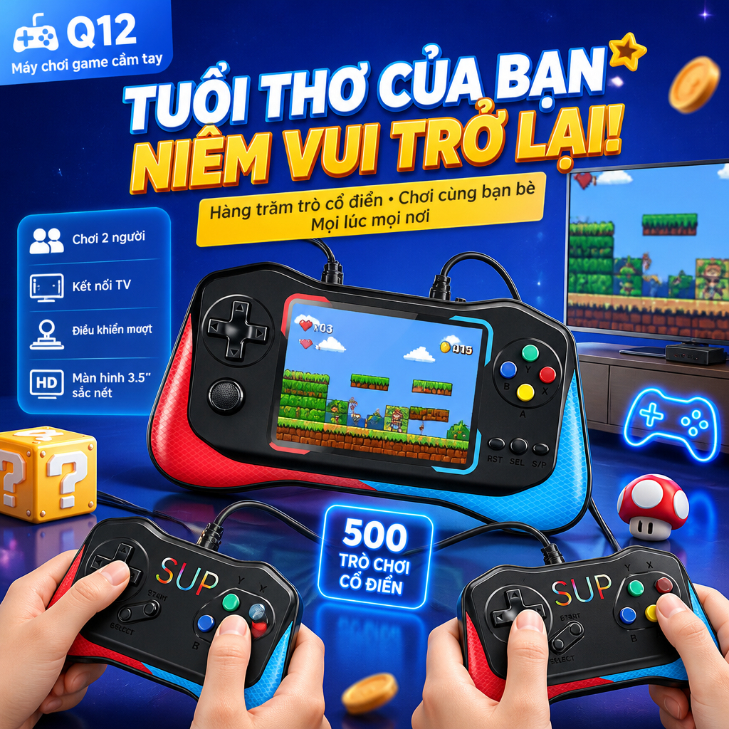 Máy chơi game cầm tay X7M 500 trò retro màn hình HD kết nối TV pin 1200mAh chơi 2 người