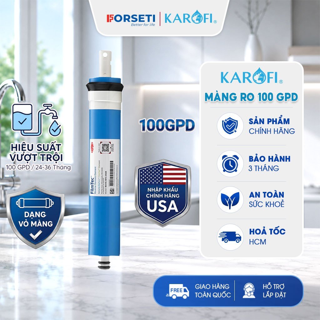 Màng RO Dupont 100GPD Karofi Lõi Lọc Nước Số 4 Cho Máy Lọc Nước RO Hàng Chính Hãng