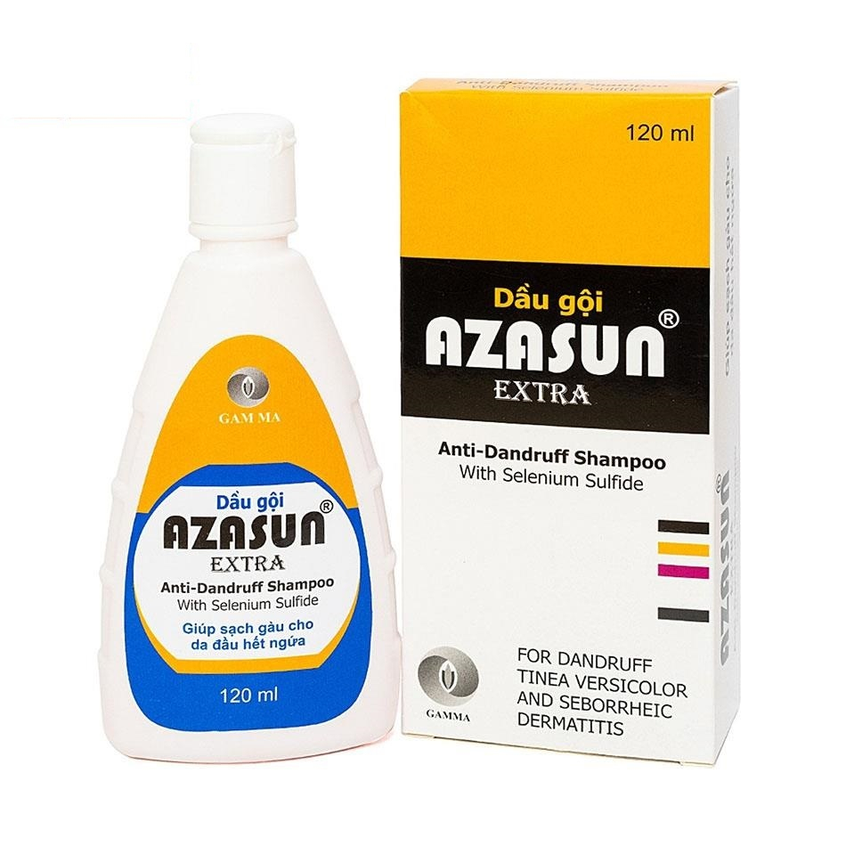 Dầu gội Gamma Azasun Extra 2.5% ngừa gàu sạch da đầu dưỡng tóc khỏe mạnh chai 120ml