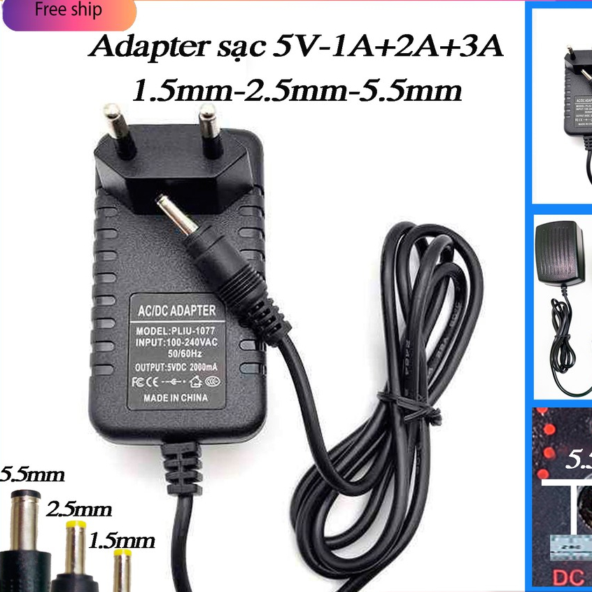 Adapter nguồn sạc 5V - 1A - 2A - 3A - đầu 1.5mm - 2.5mm - 5.5mm cho Camera Yoosee, Siepem, Tivi Box