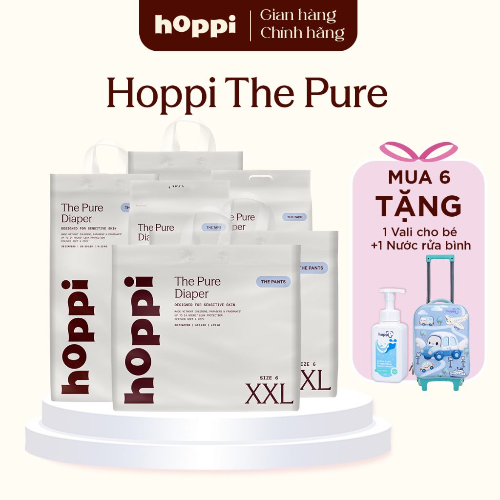 [M06] Tã/Bỉm Hoppi The Pure - Công nghệ siêu thấm hút ( Đủ các size cho bé)
