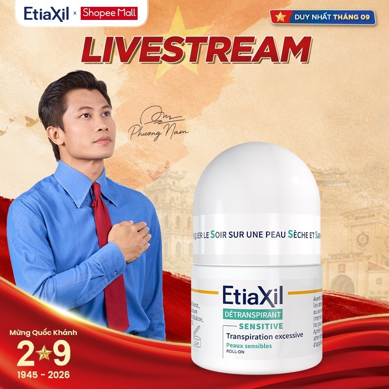 Lăn Khử Mùi Và Ngăn Mồ Hôi Chuyên Sâu Etiaxil 15ml - Dành Cho Da Nhạy Cảm