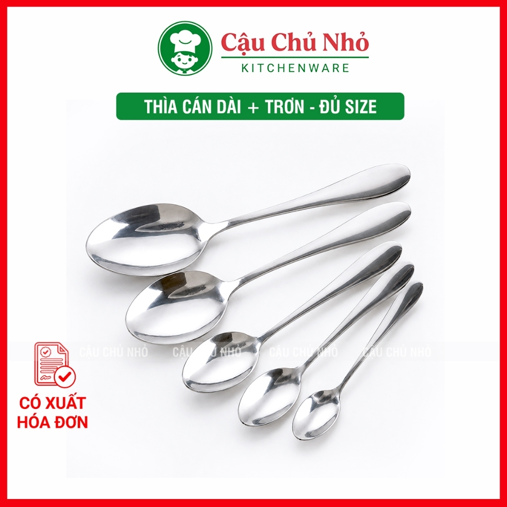 Thìa inox ăn cơm cao cấp, muỗng inox cán dài, muỗng ăn cơm, spoon canyu cao cấp đủ số CẬU CHỦ NHỎ