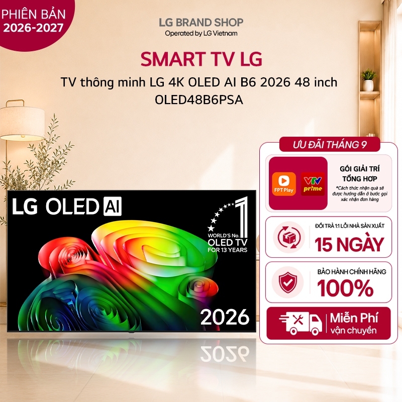 [Chỉ giao miền Bắc] OLED48B6PSA.ATV - Tivi 4K LG OLED AI B6 2026 48 inch