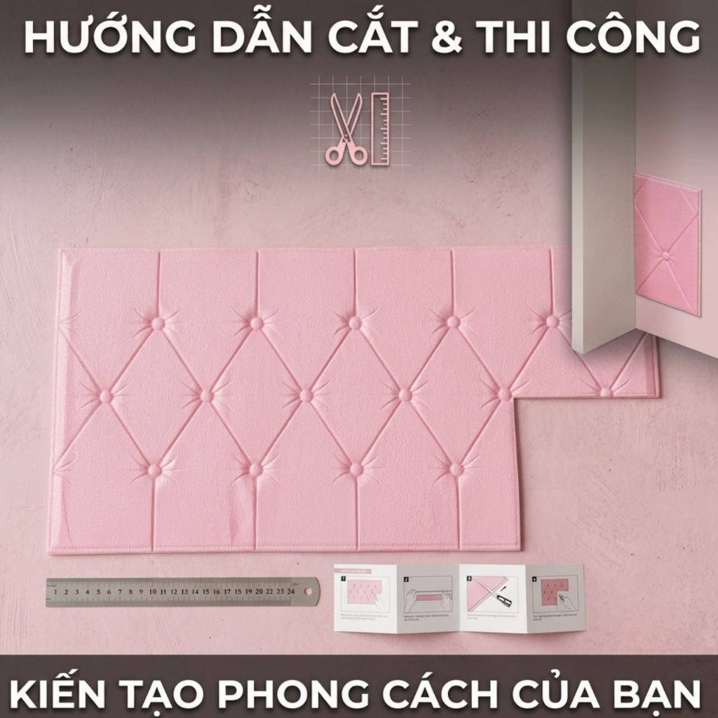 Xốp dán đầu giường, dán tường 3D 35x70cm dày 5mm - ảnh 3