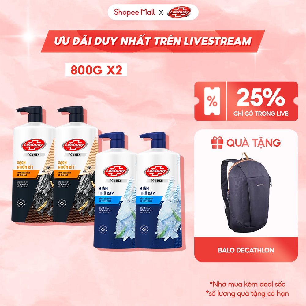 [LIVE] Combo 2 Sữa tắm Lifebuoy Thiên nhiên Detox Và Chăm Sóc Chuyên Sâu 800g