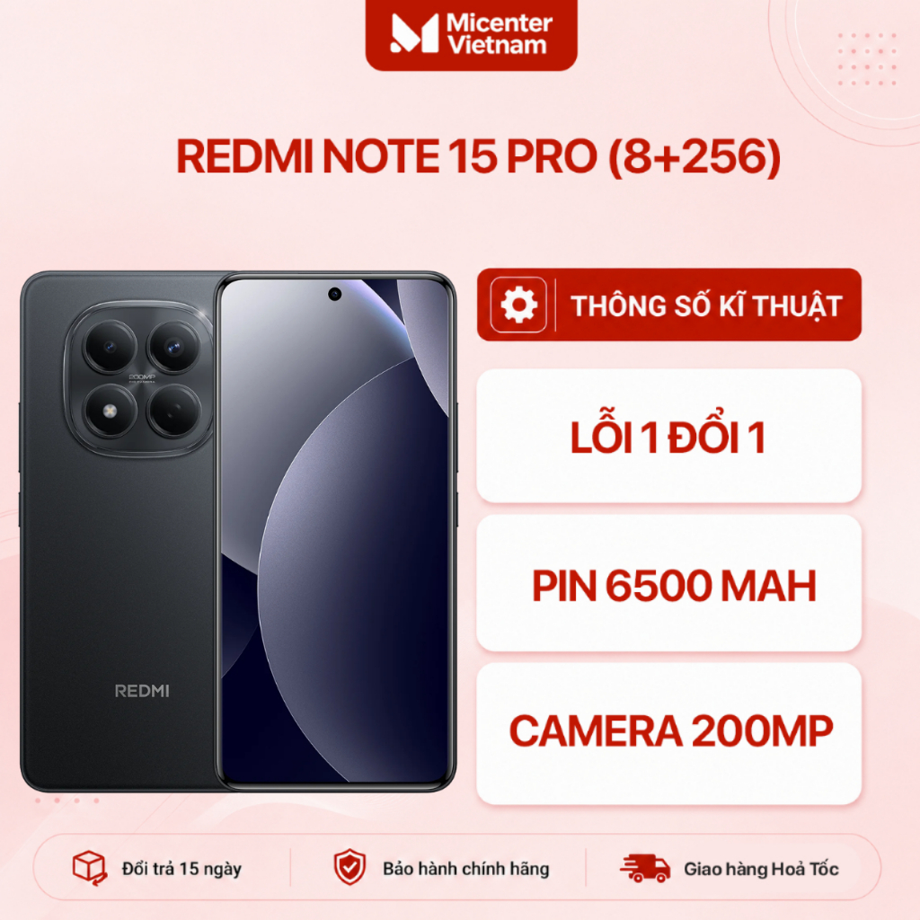 Điện Thoại Xiaomi Redmi Note 15 Pro 4G ( 8+256GB | 12+256Gb) Chính Hãng